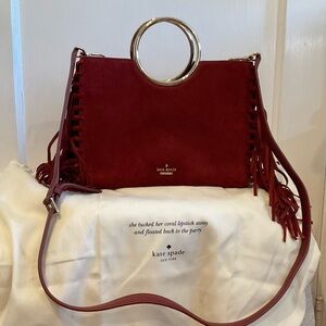 Kate Spade Red Shoulder Bag with Fringe Details